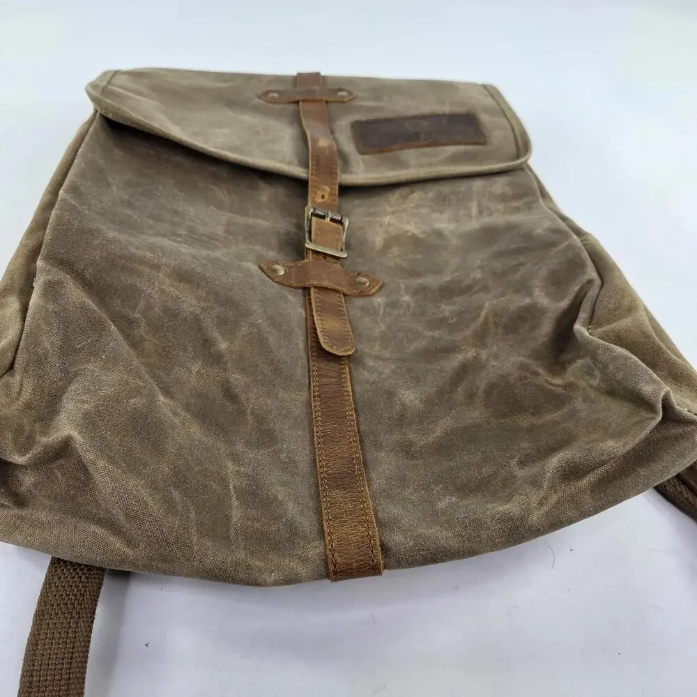 Solstice Oil Waxed Canvas Backpack Rucksack Brown Travel Outdoor Backpacks Bag - Picture 5 of 14